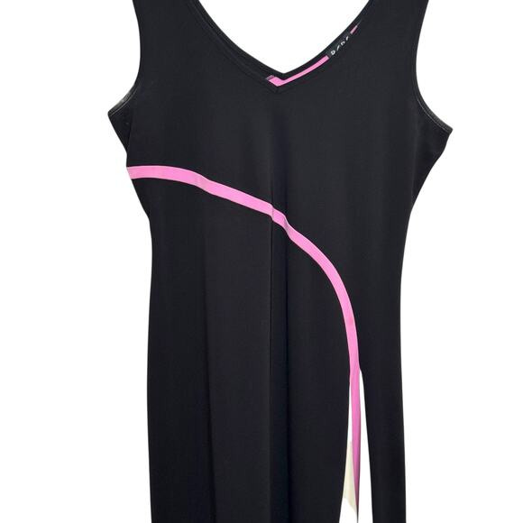 Vintage BCBG Paris Size XL Black and Lavender Asymmetrical Hem Dress - Picture 3 of 8